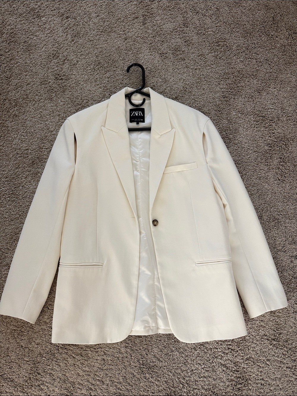 Zara Ivory One-Button Tailored Blazer w/Slits